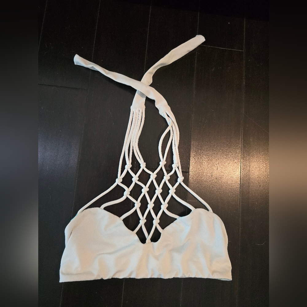 San Lorenzo Mermaid White Halter Top Sz S